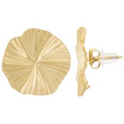 Pendientes redondos efecto plisado de 18 mm - anilla abierta - acero inoxidable dorado 304L x2|raw }}