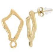 Pendientes martillados de diamantes irregulares 21x12 mm - acero inoxidable dorado 304L x2|raw }}