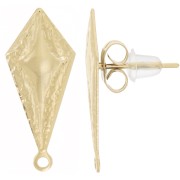 Pendientes de diamantes martillados 21,5x9 mm - Acero inoxidable dorado 304L x2|raw }}