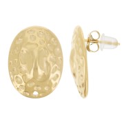 Pendientes ovalados martillados 18x13,5 mm - Acero inoxidable dorado 304L x2|raw }}