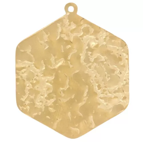 Colgantes hexagonales martillados 28,5x24 mm - Acero inoxidable 316L dorado x2