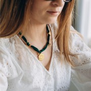 Colgantes hexagonales martillados 28,5x24 mm - Acero inoxidable 316L dorado x2