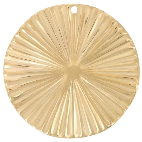 Colgante redondo efecto plisado 32 mm - Acero inoxidable 304L Dorado x1