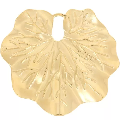Colgante hoja trabajada 41x45,5 mm - Acero inoxidable 304L Dorado x1