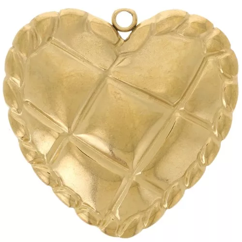Colgante corazón 22 mm - Efecto acolchado - Acero inoxidable 304L Dorado x1