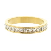Anillo fino con óxidos de circonio - Talla 55 - Acero inoxidable316L Dorado - Cristal