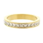 Anillo fino strass - Talla 55 - Acero inoxidable 316L Dorado - Cristal x1