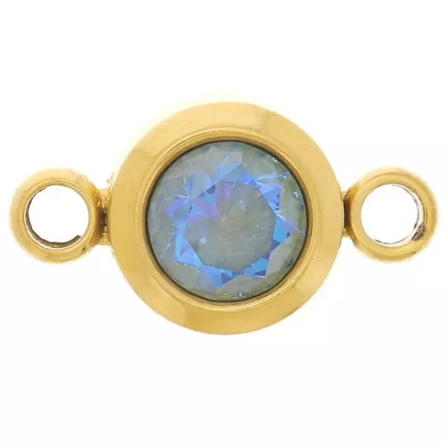 Entrepieza piedra de nacimiento 6 mm CZ - Diciembre - Acero inoxidable 304L Dorado - Azul