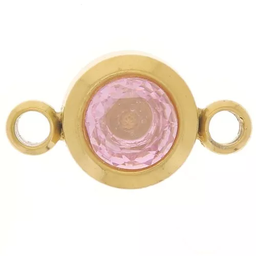 Entrepieza piedra de nacimiento 6 mm CZ - Octubre - Acero inoxidable 304L Dorado - Rosa