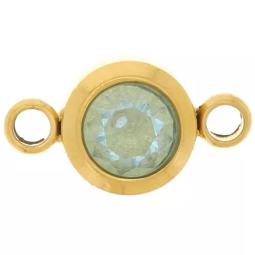 Piedra de nacimiento entrepieza 6 mm CZ Marte - 304L Dorado acero inoxidable - Aguamarina