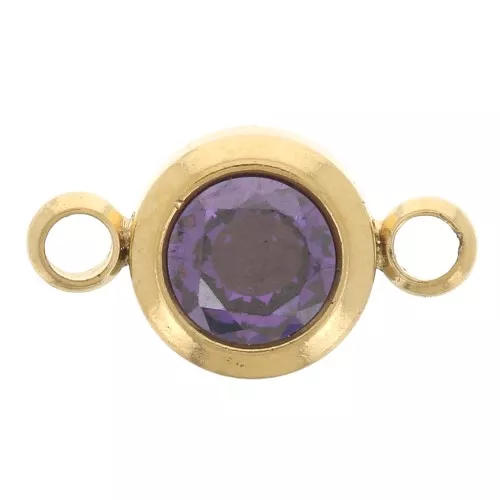 Piedra de nacimiento entrepieza 6 mm CZ Février - Acero inoxidable 304L Dorado - Amatista