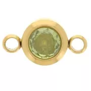 Entrepieza piedra de nacimiento 6 mm CZ - Agosto - Acero inoxidable 304L Dorado - Peridoto