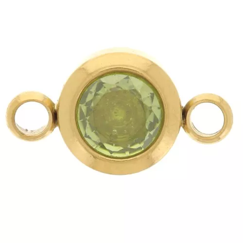 Entrepieza piedra de nacimiento 6 mm CZ - Agosto - Acero inoxidable 304L Dorado - Peridoto