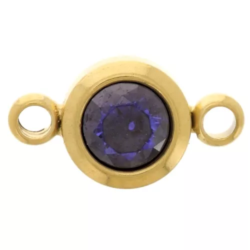 Entrepieza piedra de nacimiento 6 mm CZ Septiembre - Acero inoxidable 304L Dorado - Zafiro