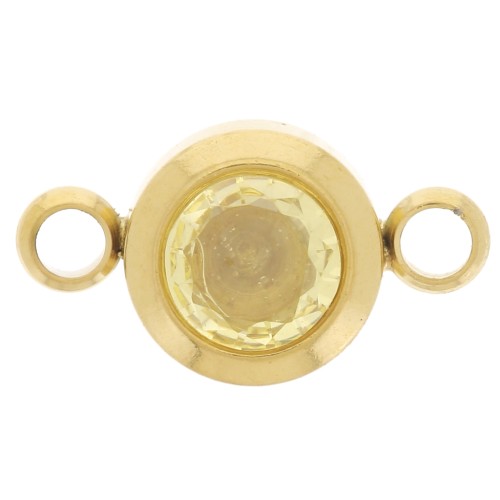 Piedra de nacimiento entrepieza 6 mm CZ Novembre - 304L Dorado acero inoxidable 304L - Topacio