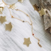 Piedra de nacimiento entrepieza 6 mm CZ Novembre - 304L Dorado acero inoxidable 304L - Topacio