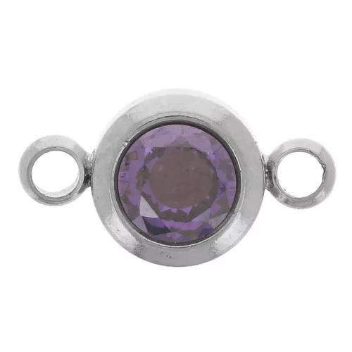 Entrepieza piedra de nacimiento 6 mm CZ - Febrero - Acero inoxidable 304L - Amatista