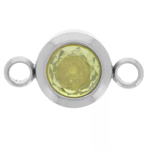 Entrepieza piedra de nacimiento 6 mm CZ - Agosto - Acero inoxidable 304L - Peridoto