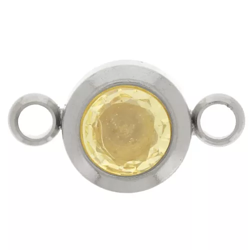 Entrepieza piedra de nacimiento 6 mm CZ - Novembre - Acero inoxidable 304L - Topacio
