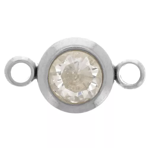 Entrepieza piedra de nacimiento 6 mm CZ - Avril - Acero inoxidable 304L - Cristal