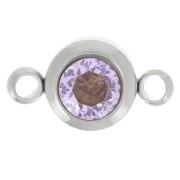 Entrepieza de piedra de nacimiento 6 mm CZ - Junio - Acero inoxidable 304L - Amatista clara