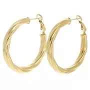 Pendientes de aro trenzado 50 mm - Acero inoxidable 304L Dorado x2