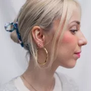 Pendientes de aro trenzado 50 mm - Acero inoxidable 304L Dorado x2