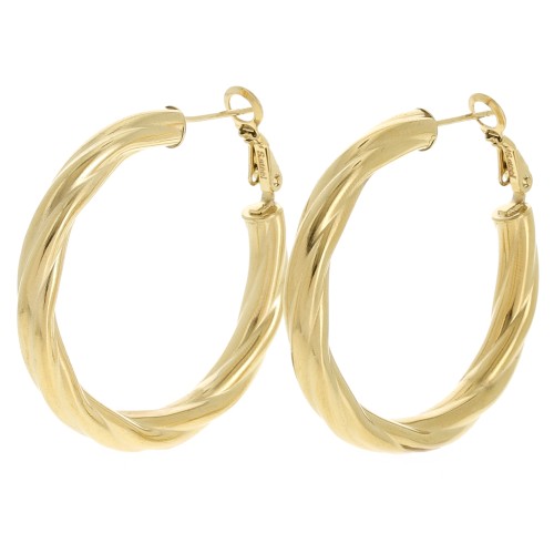 Aros pendientes trenzados 40 mm - Acero inoxidable 304L Dorado x2
