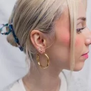 Aros pendientes trenzados 40 mm - Acero inoxidable 304L Dorado x2