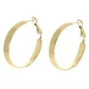 Pendientes de aro ancho - 34 mm - acero inoxidable 304L dorado satinado x2