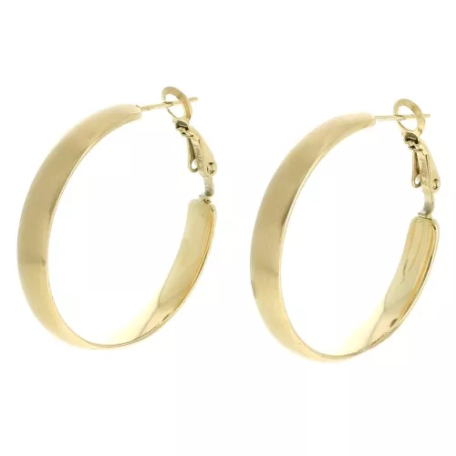 Pendientes de aro ancho - 34 mm - acero inoxidable 304L dorado satinado x2
