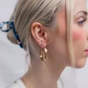 Pendientes de aro ancho - 34 mm - acero inoxidable 304L dorado satinado x2