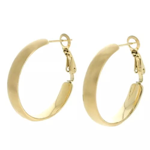 Pendientes de aro ancho - 28 mm - acero inoxidable 304L dorado satinado x2