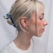 Pendientes aros a rayas de 25 mm - Acero inoxidable 304L Dorado x2