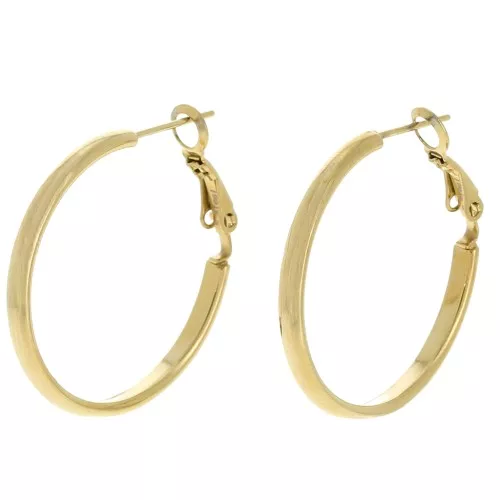 Aros pendientes - alambre medio trenzado - 30 mm - acero inoxidable 304L Dorado x2
