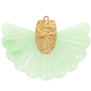 Colgante abanico de resina y acero inoxidable 316L de 28,5x40 mm - Menta jaspeada x1