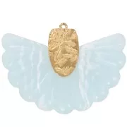 Colgante abanico de resina y acero inoxidable 316L de 28,5x40 mm - Azul claro x1