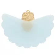 Colgante abanico de resina y acero inoxidable 316L de 28,5x40 mm - Azul claro x1