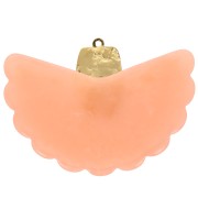 Colgante abanico de resina y acero inoxidable 316L de 28,5x40 mm - Coral x1