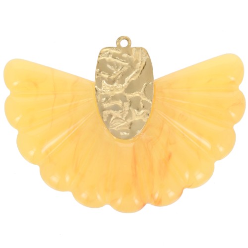 Colgante abanico de resina y acero inoxidable 316L de 28,5x40 mm - Naranja x1