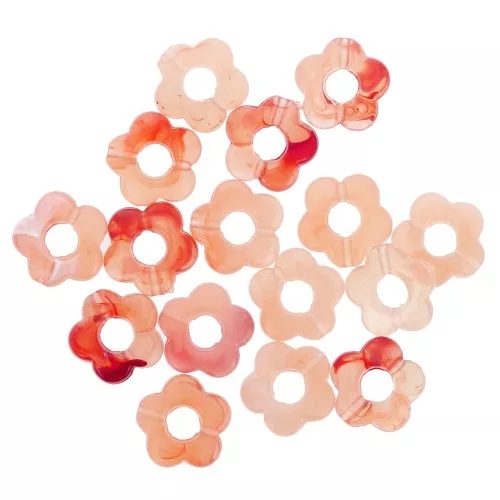 Cuentas flor de resina transparente 14 mm - Salmon marble x4
