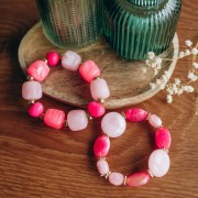 Cuentas acrílicas planas redondas 22 mm Blanco jaspeado x6