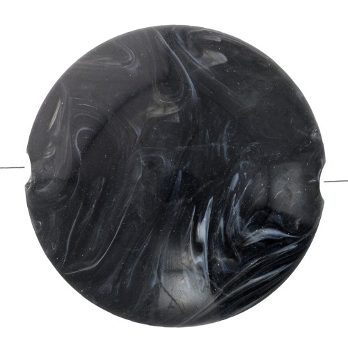 Cuentas acrílicas planas redondas 22 mm Negro jaspeado x6