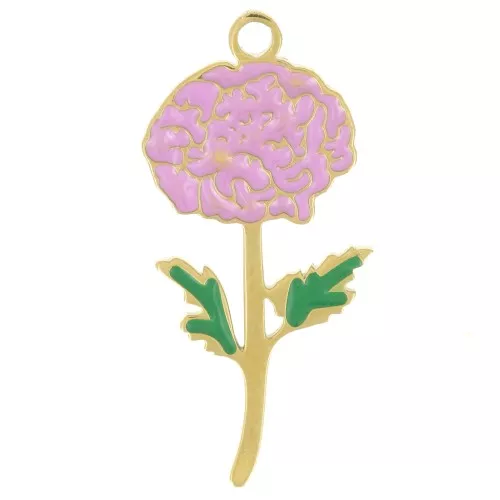 Colgante flor de nacimiento 21x10mm Crisantemo de noviembre - Acero inoxidable 316L dorado