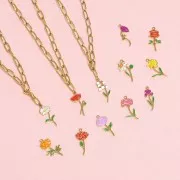 Colgante flor de nacimiento 22x13,5 mm - Marte - Narciso - Acero inoxidable 316L dorado