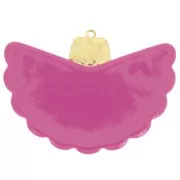 Colgante abanico fucsia jaspeado de resina y acero inoxidable 316L de 28,5x40 mm x1