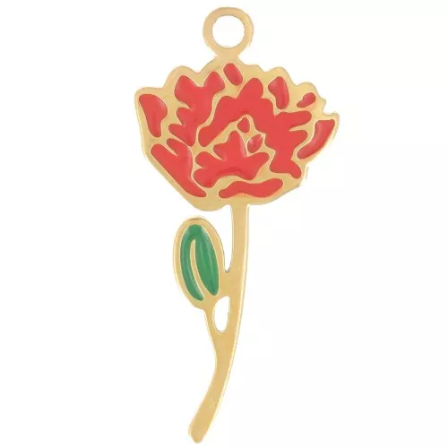 Colgante flor de nacimiento 21,5x10 mm - Julio - Loto - Acero inoxidable 316L dorado