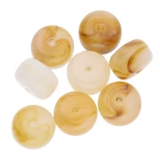 Cuentas redondas de resina translúcida 14,5x9,5 mm - Beige jaspeado x20