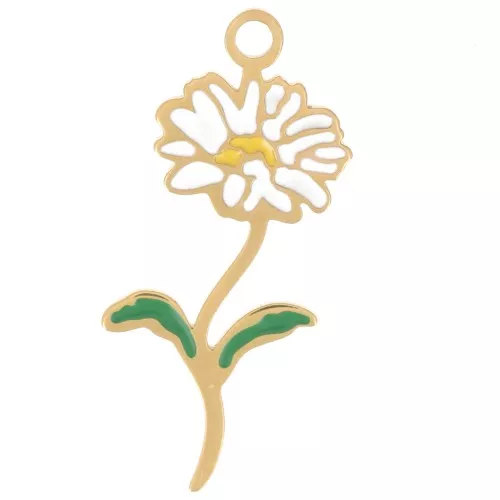 Colgante flor de nacimiento 22x9 mm - Abril - Margarita - Acero inoxidable 316L dorado