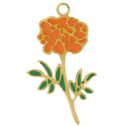 Colgante flor de nacimiento 22x9,5 mm - Octubre - Preocupación - Acero inoxidable 316L dorado